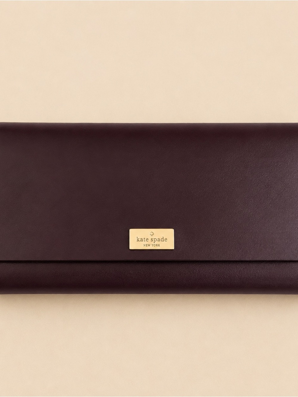 Kate Spade New York Burgundy Leather Continental Wallet Blush Interior